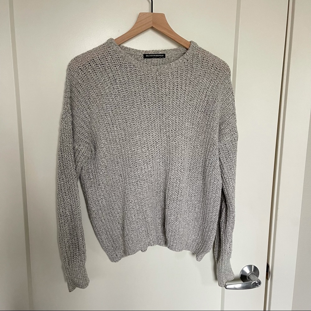 Brandy Melville heather grey marled knit crewneck long-sleeve sweater